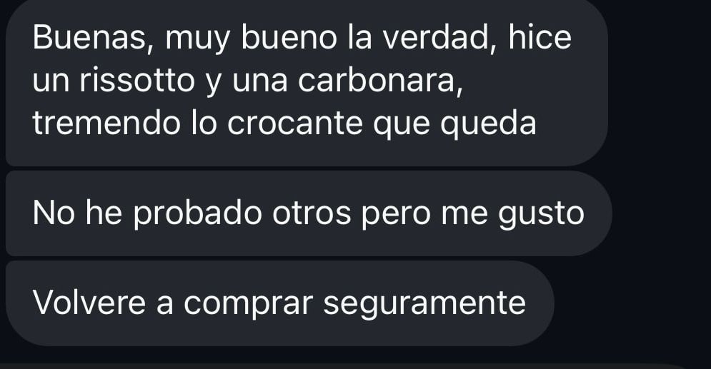 Mensaje de un cliente sobre el guanciale de Affettati