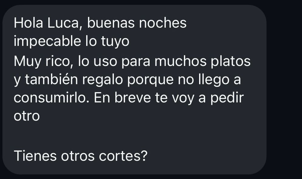 Mensaje de un cliente sobre el guanciale de Affettati